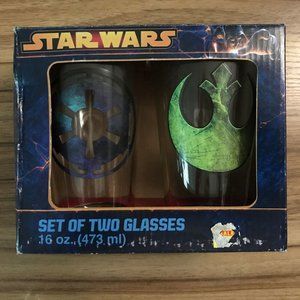 Star Wars Rebel Empire Set of 2 glass tumblers *NEW IN BOX*.
